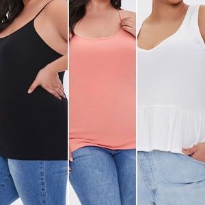 Set of 3 - Forever 21 Shirts Sz 1X & 2X; 2 Camisoles & 1 Tank Top